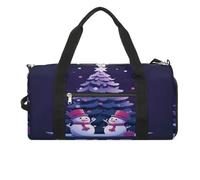 Borsa sportiva da palestra per donne e uomini, con scomparto per scarpe e tasca bagnata, due squali nel borsone da viaggio per viaggi, sport, fitness, allenamento, Due pupazzi di neve e nastro, Taglia