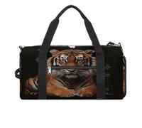 Borsa sportiva da palestra per donne e uomini, con scomparto per scarpe e tasca bagnata, paesaggio invernale nelle Alpi bavaresi, borsone da viaggio per viaggi, sport, fitness, allenamento, Con Tigre