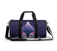 Borsa sportiva da palestra per donne e uomini, due squali nel borsone cilindrico da viaggio con cinghie regolabili per viaggi, sport, allenamento, Due pupazzi di neve e nastro, 45x23x23CM, Borsone da