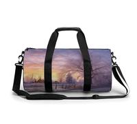 Borsa sportiva da palestra per donne e uomini, paesaggio invernale nelle Alpi bavaresi, borsone cilindrico da viaggio con cinghie regolabili per viaggi, sport, allenamento, Inverno, 45x23x23CM,