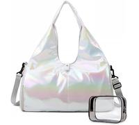 Borsa sportiva da palestra per donne, ragazze, borsone da allenamento con scomparto per scarpe, borsa da palestra impermeabile con supporto per tappetino da yoga e piccola borsa trasparente per