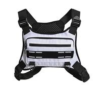 borsa sportiva da petto Zaini da ciclismo resistenti all'acqua da uomo Borse da petto sportive leggere Borse da gilet da corsa anteriori con supporto for telefono integrato Spazio aggiuntivo(White)