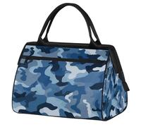 Borsa sportiva da viaggio classica blu mimetica per donne e uomini, borsone da viaggio di grande capacità, impermeabile, borsa da viaggio per la notte, per palestra, viaggi, attività all'aperto