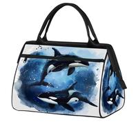 Borsa sportiva da viaggio con balena oceanica ad acquerello, per donne e uomini, borsone da viaggio di grande capacità, impermeabile, borsa da portare durante la notte, per palestra, viaggi, attività