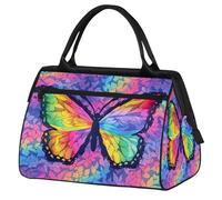 Borsa sportiva da viaggio con farfalla astratta arcobaleno per donne e uomini, borsone da viaggio di grande capacità, impermeabile, da portare con sé, per palestra, viaggi, attività all'aperto