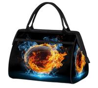 Borsa sportiva da viaggio, con fiamma, blu e rossa, per donne e uomini, borsone da viaggio di grande capacità, impermeabile, da portare con sé, per palestra, viaggi, attività all'aperto