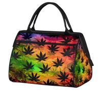 Borsa sportiva da viaggio con motivo a foglie di cannabis, per donne e uomini, borsone da viaggio di grande capacità, impermeabile, borsa da portare durante la notte, per palestra, viaggi, attività