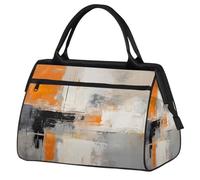 Borsa sportiva da viaggio con pittura a olio astratta grigio arancione per donne e uomini, borsone da viaggio di grande capacità, impermeabile, borsa da portare durante la notte, per palestra, viaggi