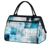 Borsa sportiva da viaggio con pittura astratta grigio turchese per donne e uomini, borsone da viaggio di grande capacità, impermeabile, borsa da portare durante la notte, per palestra, viaggi