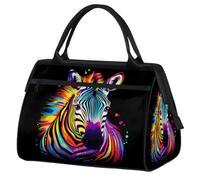 Borsa sportiva da viaggio con stampa zebrata arcobaleno per donne e uomini, borsone da viaggio di grande capacità, impermeabile, da portare con sé, per palestra, viaggi, attività all'aperto
