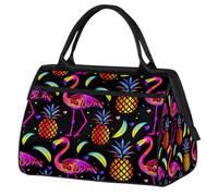 Borsa sportiva da viaggio per donne e uomini, con ananas e fenicotteri arcobaleno, grande capacità, impermeabile, da portare con sé, per palestra, viaggi, attività all'aperto
