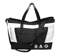 Borsa Sportiva Grande Capacità Fitness Bag Travel Bag Sacchetto Weekend Sacchetto Bagagli Impermeabile Durante La Notte Per Le Vacanze, bianco con nero