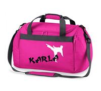 Borsa sportiva Karate con nome per ragazzi | Borsa da viaggio personalizzata per bambini per arti marziali Judo | Grande per società sportive, rosa., Sporttasche