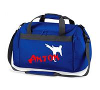 Borsa sportiva Karate con nome per ragazzi | Borsa da viaggio personalizzata per bambini per arti marziali Judo | Grande per società sportive, blu royal, Sporttasche