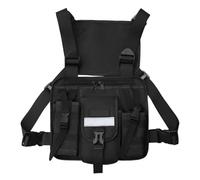 Borsa sportiva multifunzionale per donne e uomini fondine gilet rigs borsa toracica tattica imbracatura petto rigs borsa ciclismo, Nero Riflettente Mod