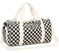 Borsa sportiva per bambini, con scomparto per scarpe e scomparto bagnato, piccola borsa da viaggio, Griglia in bianco e nero
