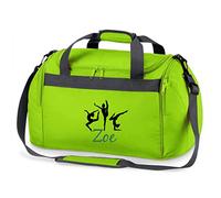 Borsa sportiva personalizzata e stampata con nome, Ginnastica ritmica, borsa da viaggio per ragazze, con nome stampato, Verde