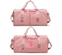 Borsa sportiva ricamata personalizzata, borsa da palestra personalizzata con borsa per l'idratazione e borsa per scarpe, borsa da viaggio per il fine settimana con tracolla Rosa