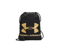 Under Armour Unisex Ozsee Sackpack, Sacca palestra resistente all'acqua con chiusura sicura a coulisse, Zaino sportivo e resistente per attività all'aperta e viaggi,Black / Metallic Gold,OSFA