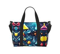 Borsa sportiva versatile con stampa astratta di scienza chimica, compagno per viaggi e routine di fitness, nero, Taglia unica