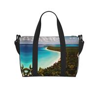Borsa sportiva versatile con stampa dell'isola di Cuba, compagno per viaggi e routine di fitness, nero, Taglia unica