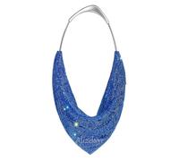 Borsa strass Borsa da sera con manico in metallo Splendida pochette e borsetta strass fatta a mano for la festa nuziale Pochette eleganti da cerimonia(Dark Blue AB)