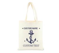 Borsa Su Tela Ricamo A Tema Nautico Personalizzato Per Le Donne, Bussola Personalizzata Nave A Vela Yacht Barca Nome Beach Tote Bag, Regali Borsa Su Tela Lago Nautico
