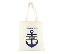 Borsa Su Tela Ricamo A Tema Nautico Personalizzato Per Le Donne, Bussola Personalizzata Nave A Vela Yacht Barca Nome Beach Tote Bag, Regali Borsa Su Tela Lago Nautico