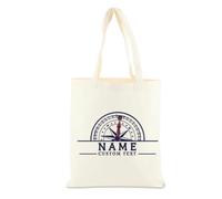 Borsa Su Tela Ricamo A Tema Nautico Personalizzato Per Le Donne, Bussola Personalizzata Nave A Vela Yacht Barca Nome Beach Tote Bag, Regali Borsa Su Tela Lago Nautico