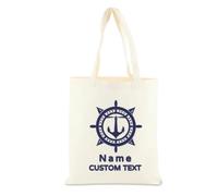 Borsa Su Tela Ricamo A Tema Nautico Personalizzato Per Le Donne, Bussola Personalizzata Nave A Vela Yacht Barca Nome Beach Tote Bag, Regali Borsa Su Tela Lago Nautico