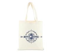 Borsa Su Tela Ricamo A Tema Nautico Personalizzato Per Le Donne, Bussola Personalizzata Nave A Vela Yacht Barca Nome Beach Tote Bag, Regali Borsa Su Tela Lago Nautico