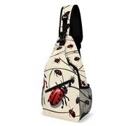 Borsa Sul Petto Art Ladybug Causal Zaino Monospalla Moda Borsa A Spalla Uomo Per Ciclismo Alpinismo Palestra 19X39Cm
