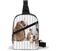 Borsa sul petto Bulldog Simpatico animale Cucciolo adorabile Vivid stampato per gli amanti degli animali domestici,Borse a tracolla Zaino multiuso a tracolla Zaino da viaggio impermeabile Escursionism
