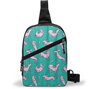 Borsa sul petto Cani bassotto rosa divertenti, borse a tracolla Zaino multiuso a tracolla a tracolla Escursionismo da viaggio impermeabile