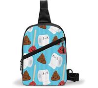 Borsa sul petto Carta igienica per cacca di cartone animato divertente, Borse a tracolla Zaino a tracolla multiuso Zaino da viaggio impermeabile Escursionismo