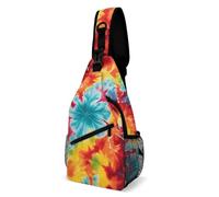 Borsa Sul Petto Color Tie Dye Multifunzionale Zaino Monospalla Libero Zainetto Per Uomo Outdoors Trekking 19X39Cm