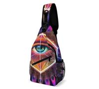 Borsa Sul Petto Colorful Tattoo Trippy Acid Eye Antifurto Zaino A Monospalla Causal Borsa A Spalla Uomo Per Ciclismo Moto Donna 19X39Cm