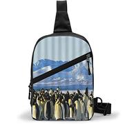 Borsa sul petto Simpatici uccelli antartici incapaci di volare Pinguino Ghiacciaio Scenario le polare,Borse a tracolla Zaino multiuso a tracolla Zaino da viaggio impermeabile Escursionismo Pacch