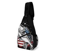 Borsa Sul Petto Vintage Bass Fishing Lure American Flag Multiuso Borsello A Tracolla Poliestere Borsa Pettorale Per Uso Quotidiano Palestra Trekking 19X39Cm