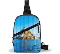Borsa sul petto Vista dell'isola di Spinalonga Creta Grecia, Borse a tracolla Zaino a tracolla multiuso Zaino da viaggio impermeabile Escursionismo