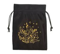 Borsa Tarocchi Card - Borsa per gioielli con coulisse, scatola per dadi di tarocchi multifunzionale morbida | 5.12x7.09 pollici Borse per gioielli Oracle Cards fatti a mano, porta carte, Ztd07-nero