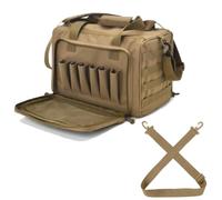 Borsa Tattica da Poligono, Borsa da Poligono Piccola per 2 Pistole, con Spazio per I Caricatori, per Il Tiro All’aperto e La Caccia(Brown)
