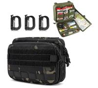 Borsa Tattica Molle con 5 Moschettoni for Accessori Outdoor | Ampio Organizer Multi Scomparto for Custodia Medica EDC Campeggio Caccia Viaggi E Attività Esterne