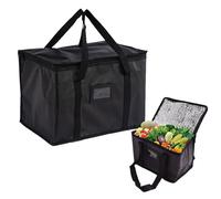 Borsa termica, 40 l, borsa termica riutilizzabile, borsa termica per la spesa, pieghevole, per spiaggia, campeggio, lavoro, viaggi (nero)