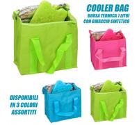 Borsa Termica 7 LT con Ghiaccio Borsa Frigo Set Mare Spiaggia Picnic Campeggio Indispensabile borsa frigo da usare nei tuoi viaggi. E' ideale per trasportare cibo e bibite. Capacità da 7 litri, in nyl