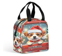 Borsa termica a forma di cucciolo con camioncino rosso, porta pranzo resistente, borsa termica morbida e a prova di perdite con cerniera, grande capacità, borsa per il pranzo riutilizzabile, porta pra