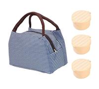 Borsa Termica A Righe Da 1 Pezzo, Contenitori Per Salse Da 3 Pezzi, Design Semplice A Strisce, Grande Capacità, Leggera E Facile Da Trasportare, Adatta Per Mantenere Caldi Il Pranzo E Le Bevande