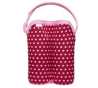 Borsa termica cerniera per due biberon, motivo a pois, tracolla rimovibile