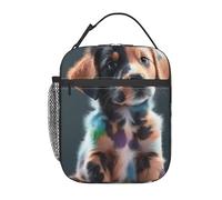Borsa termica colorata per il pranzo a forma di cane, porta pranzo per uomo e donna, borsa termica riutilizzabile e isolata, piccola borsa frigo a prova di perdite e carina con elevata capacità per