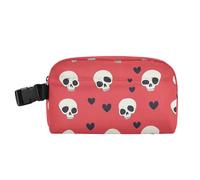 Borsa termica con tasche con cerniera, per adolescenti, mantiene il cibo caldo, per scuola, ufficio, campeggio, picnic, cuore felice, teschio, rosso